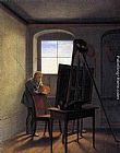 Studio Canvas Paintings - Caspar David Friedrich in his Studio